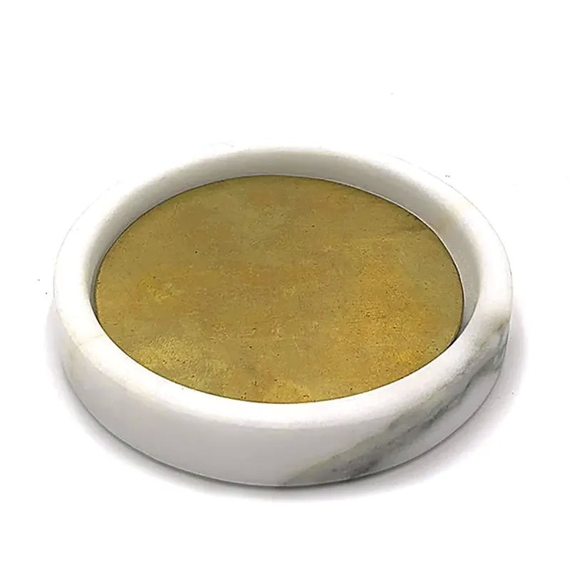 Mini Centrotavola "Quel che c'è" in Marmo di Carrara con Inserto in Ottone